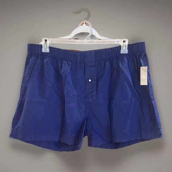 J. Crew Boxer Shorts Navy Blue Garment-Dyed Broken-In Organic Cotton Size Large - Picture 1 of 7